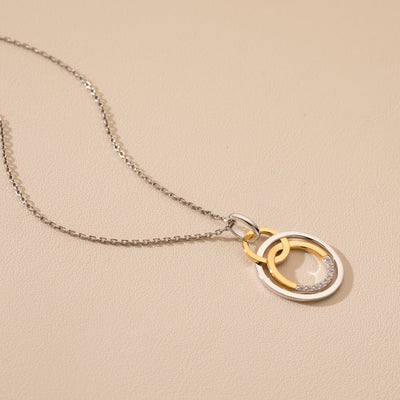 Two-Tone Sterling Silver Eternity Link Pendant