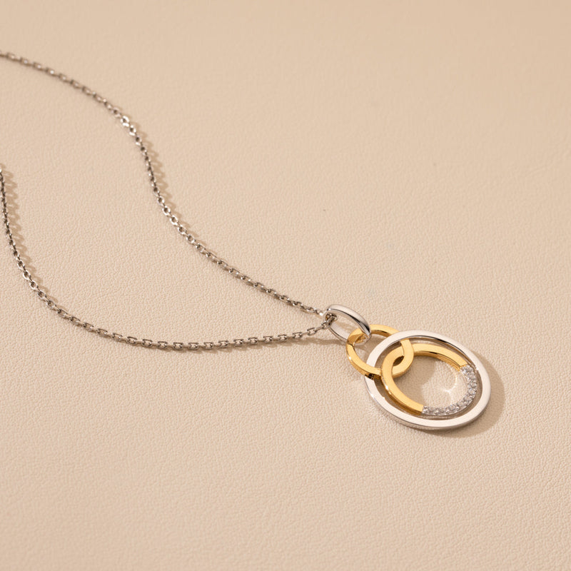 Two-Tone Sterling Silver Eternity Link Pendant