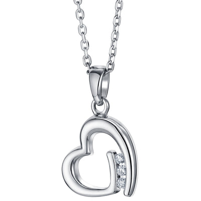 Sterling Silver Tilted Heart Pendant