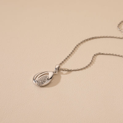 Sterling Silver Sterling Silver Embellished Open Teardrop Pendant