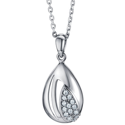 Sterling Silver Sterling Silver Embellished Open Teardrop Pendant