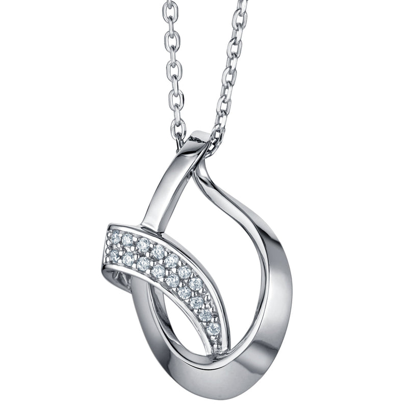 Sterling Silver Ribboned Open Teardrop Pendant