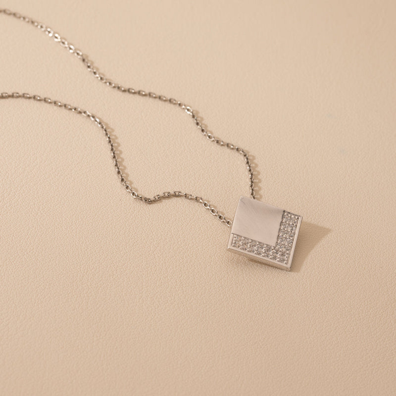 Sterling Silver Adorned Geometric Floating Pendant