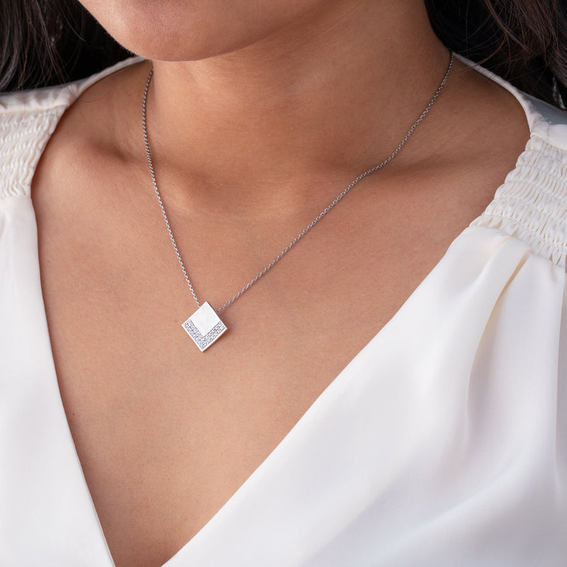 Sterling Silver Adorned Geometric Floating Pendant