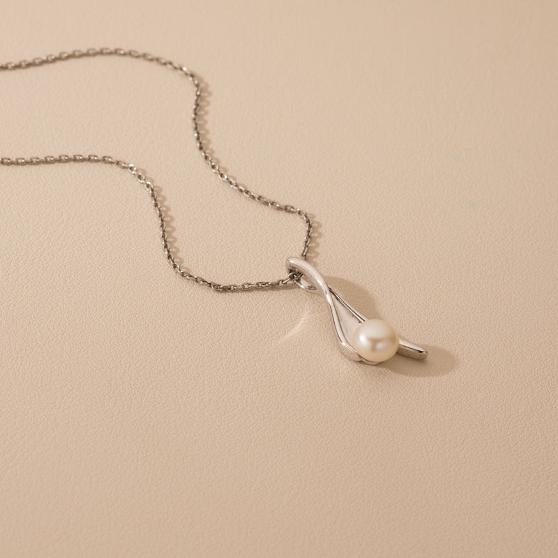 Freshwater Cultured Pearl Infinity Pendant in Sterling Silver, Adjustable Chain alternate view