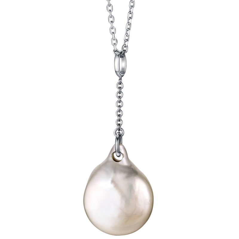 Freshwater Cultured Pearl Swing Pendant in Sterling Silver with 17" Chain + 3" extender