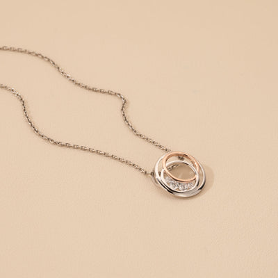 Two-Tone Sterling Silver Infinity Rings Pendant