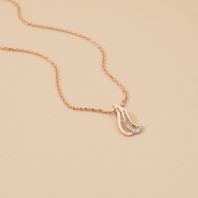 Rose-Tone Sterling Silver Double Flip Charm Pendant with 17" Chain + 3" extender alternate view, side view