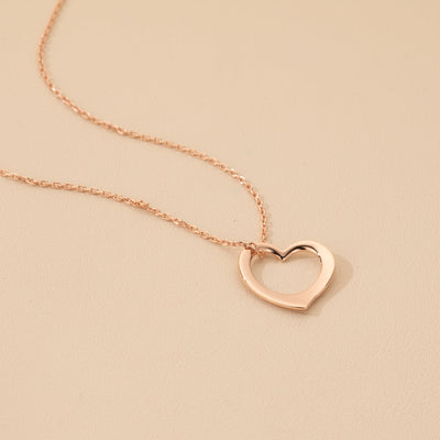 Rose-Tone Sterling Silver Tilted Heart Pendant