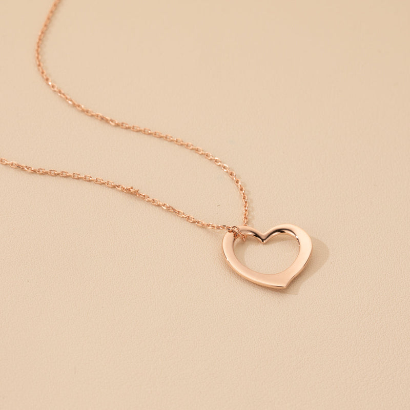 Rose-Tone Sterling Silver Tilted Heart Pendant