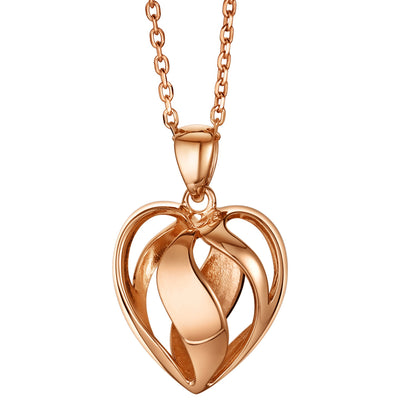 Rose-Tone Sterling Silver Swirled Heart Pendant