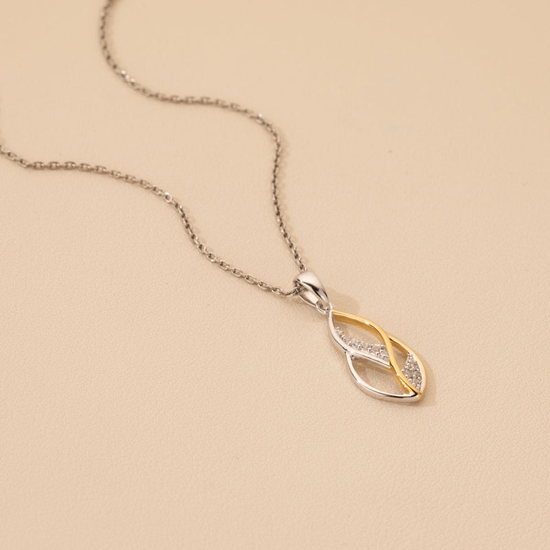 Two-Tone Sterling Silver Infinity Teardrop Pendant