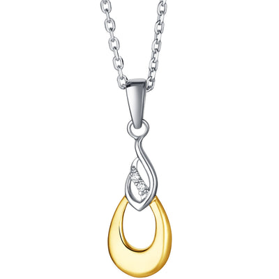 Two-Tone Sterling Silver Double Teardrop Pendant