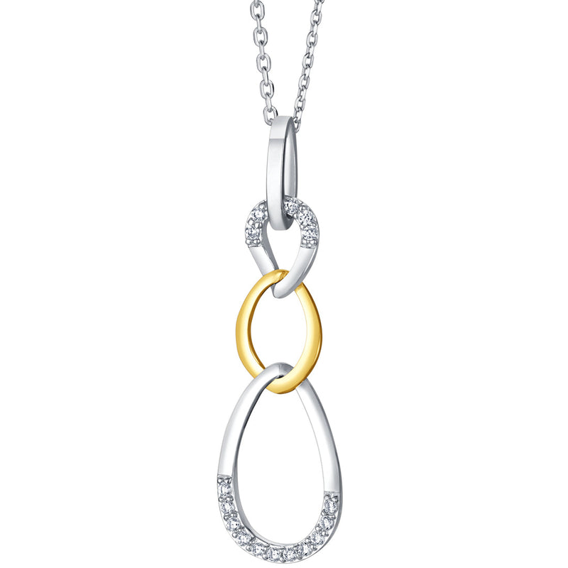 Two-Tone Sterling Silver Interlocking Teardrop Pendant