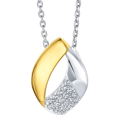 Two-Tone Sterling Silver Embellished Open Teardrop Pendant