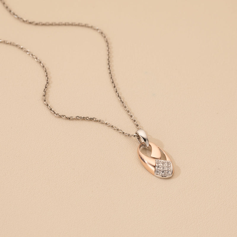 Rose-Tone Sterling Silver Ellipse Pendant with 17" Chain + 3" extender alternate view, side view