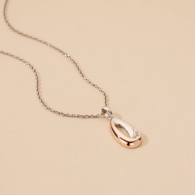 Two-Tone Sterling Silver Open Ellipse Pendant with 17" Chain + 3" extender alternate view, side view