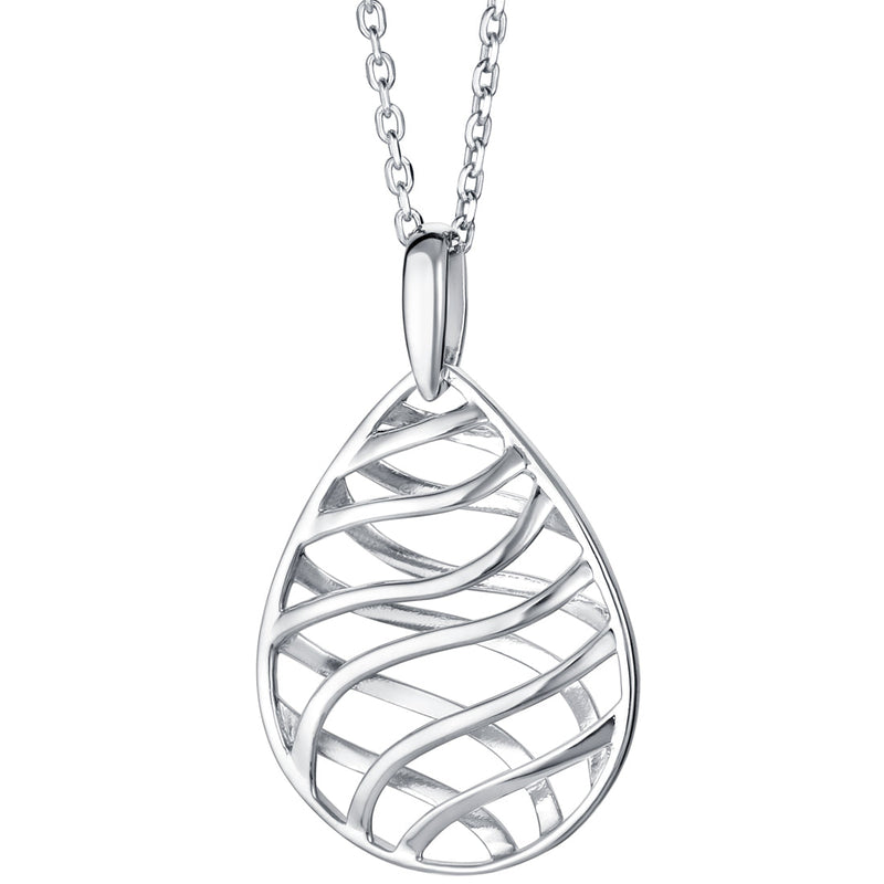 Yellow-Tone Sterling Silver Open Lattice Teardrop Pendant