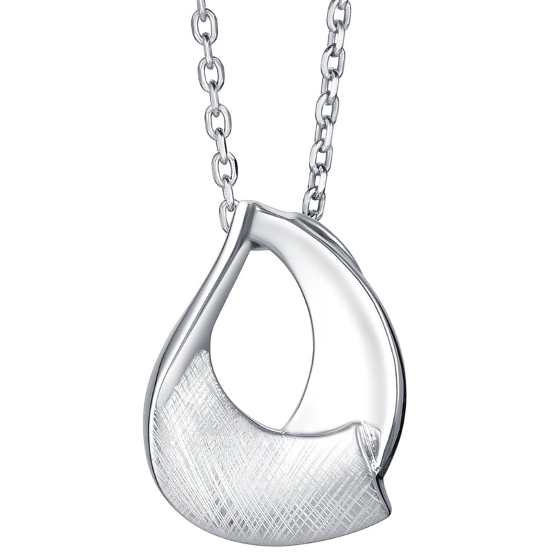 Sterling Silver Sculpted Open Teardrop Pendant