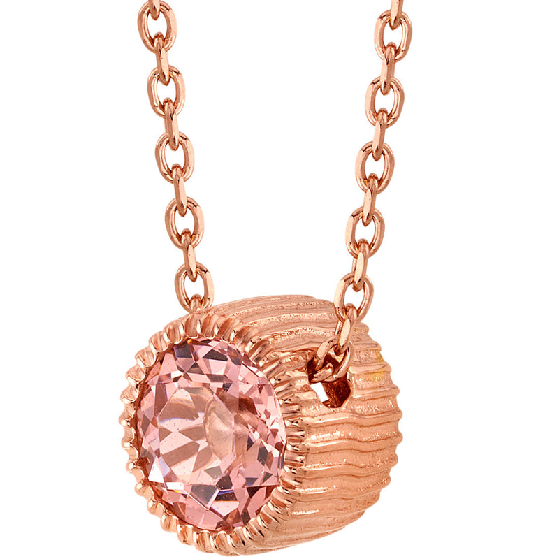 Peora morganite round shape rose gold sterling silver pendant necklace