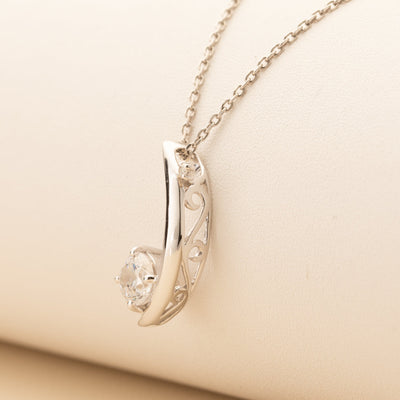 Peora crescent moon pendant necklace sterling silver with lab grown diamond crescent