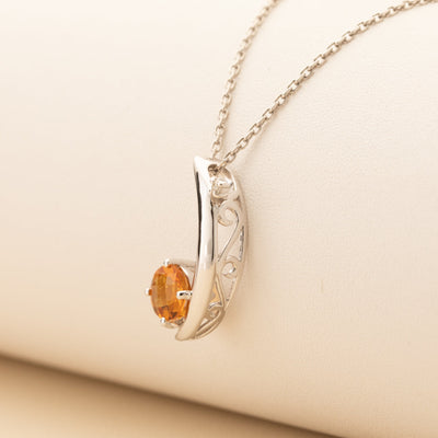 Peora Citrine pendant necklace sterling silver with lab grown diamond