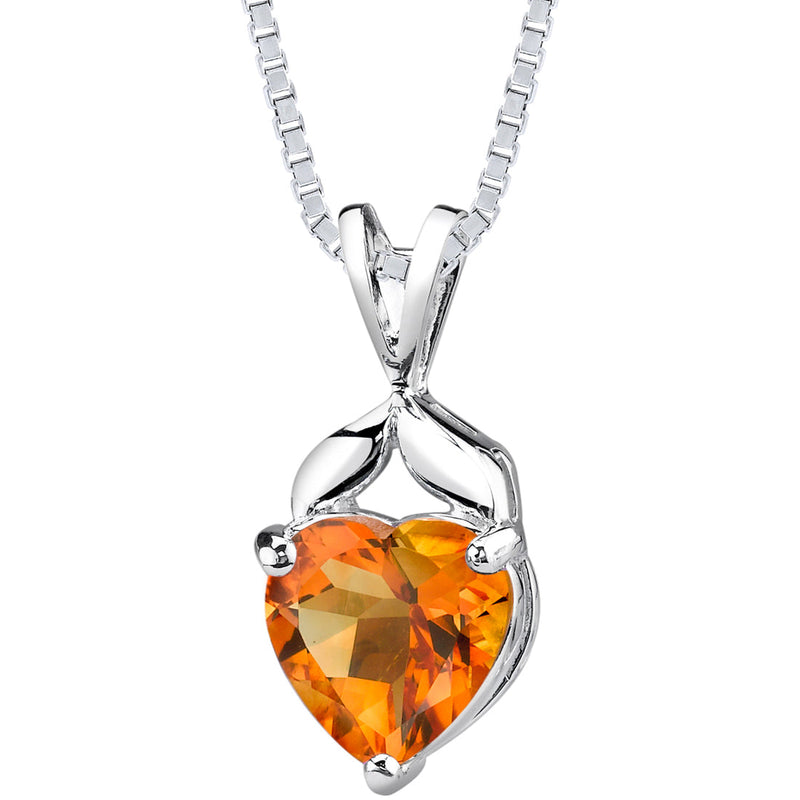 Heart Shape Citrine Pendant Necklace Sterling Silver 2.25 Carats