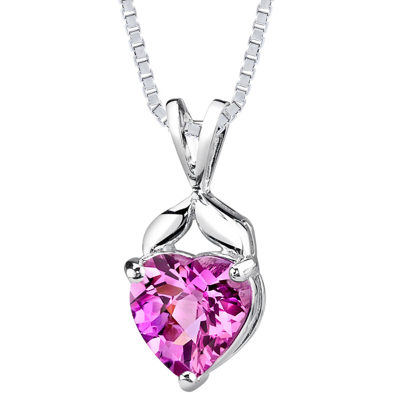 Heart Shape Pink Sapphire Pendant Necklace Sterling Silver 3.50 Carats