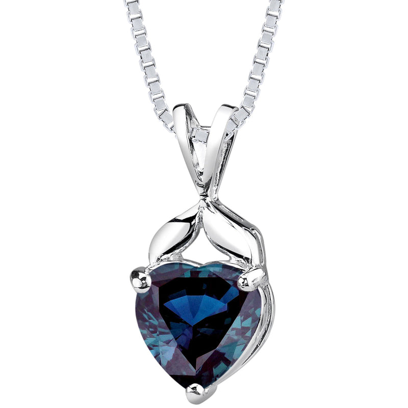 Heart Shape Alexandrite Pendant Necklace Sterling Silver 3.50 Carats