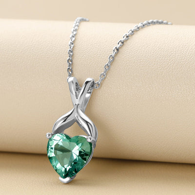 Heart Shape Paraiba Tourmaline Pendant Necklace Sterling Silver 2.25 Carats