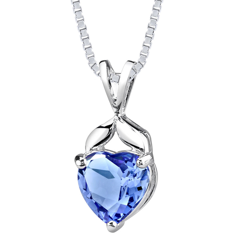 Heart Shape Tanzanite Pendant Necklace Sterling Silver 2.25 Carats