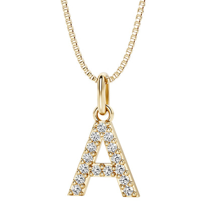 Peora letter A lab grown diamonds alphabel initial charm pendant necklace sterling silver