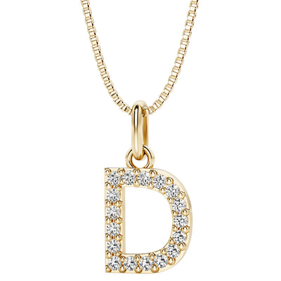 Peora letter D lab grown diamonds alphabel initial charm pendant necklace sterling silver