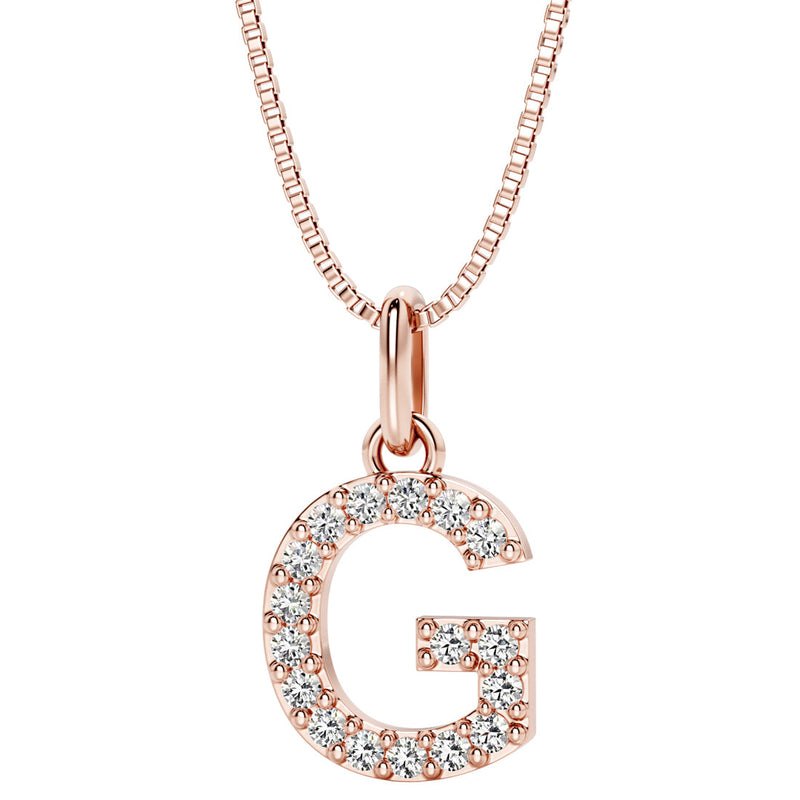 Peora letter G lab grown diamonds alphabel initial charm pendant necklace sterling silver