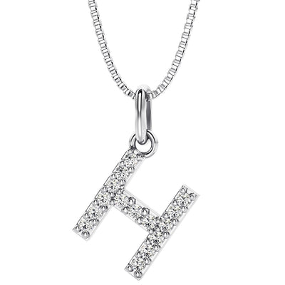 Peora letter H lab grown diamonds alphabel initial charm pendant necklace sterling silver