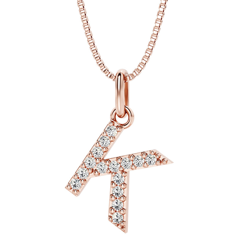 Peora letter K lab grown diamonds alphabel initial charm pendant necklace sterling silver