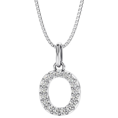 Peora letter O lab grown diamonds alphabel initial charm pendant necklace sterling silver