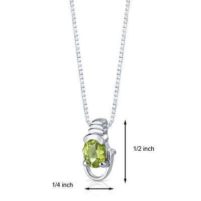 Peridot Pendant Necklace Sterling Silver Oval Shape 0.75 Carats SP4662