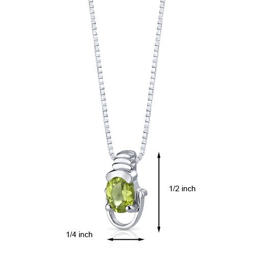 Peridot Pendant Necklace Sterling Silver Oval Shape 0.75 Carats SP4662