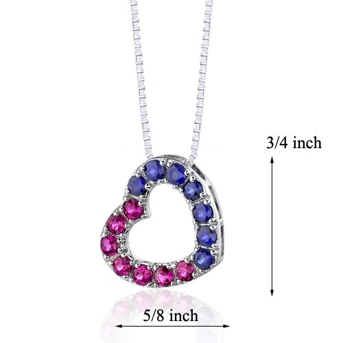 Ruby Pendant Necklace Sterling Silver Round Shape 2 Carats