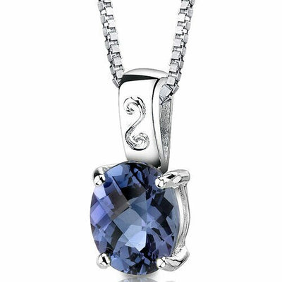 Alexandrite Pendant Necklace Sterling Silver Oval Shape 3 Carat