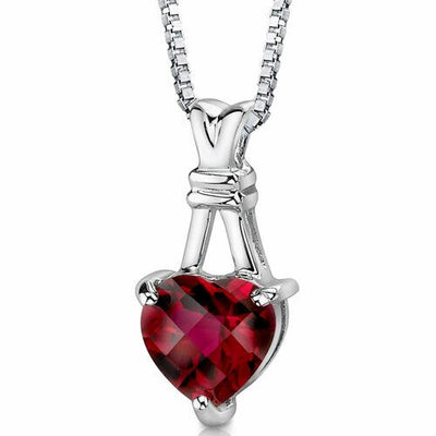 Ruby Pendant Necklace Sterling Silver Heart Shape 3 Carats