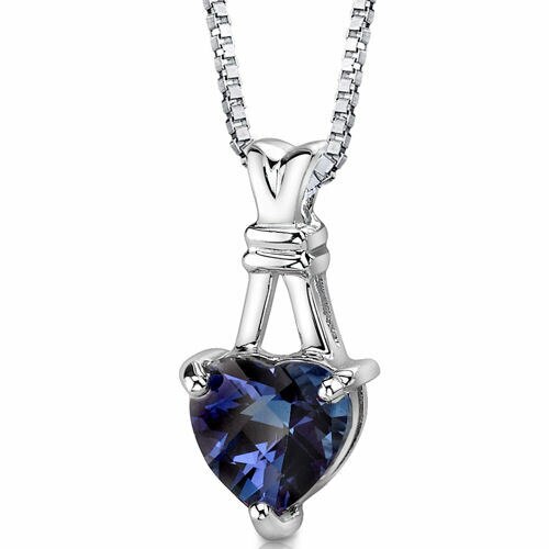 Alexandrite Pendant Necklace Sterling Silver Heart 3 Carats