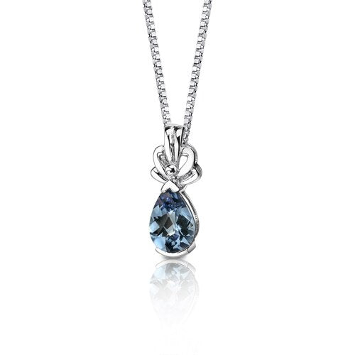 Alexandrite Pendant Necklace Sterling Silver Pear Shape 3 Carat