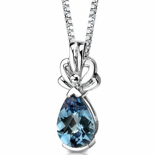 Alexandrite Pendant Necklace Sterling Silver Pear Shape 3 Carat