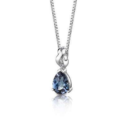 Alexandrite Pendant Necklace Sterling Silver Pear Shape 3 Carat