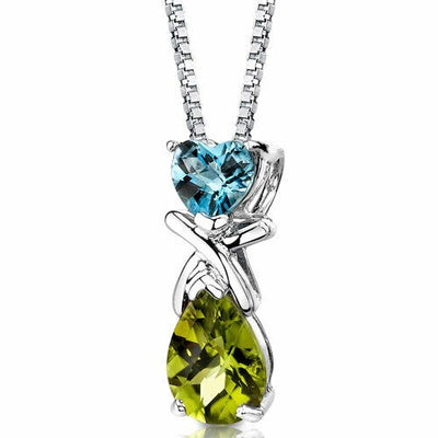 3 cts Heart Cut Swiss Blue Topaz Sterling Silver Pendant