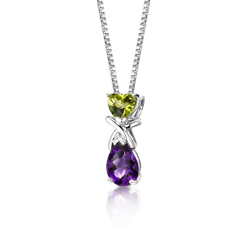 Amethyst Pendant Necklace Sterling Silver Pear Shape 2.25 Carat