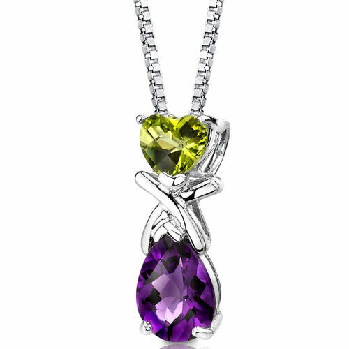 Amethyst Pendant Necklace Sterling Silver Pear Shape 2.25 Carat