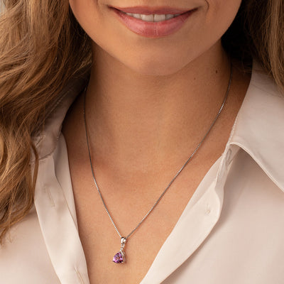 Amethyst Pendant Necklace Sterling Silver Trillion 1.5 Carats